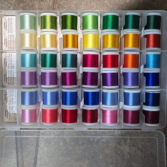 Multi-Color Thread Organizer Box With 82 Spools Of RayonThread - Picture 1 of 7